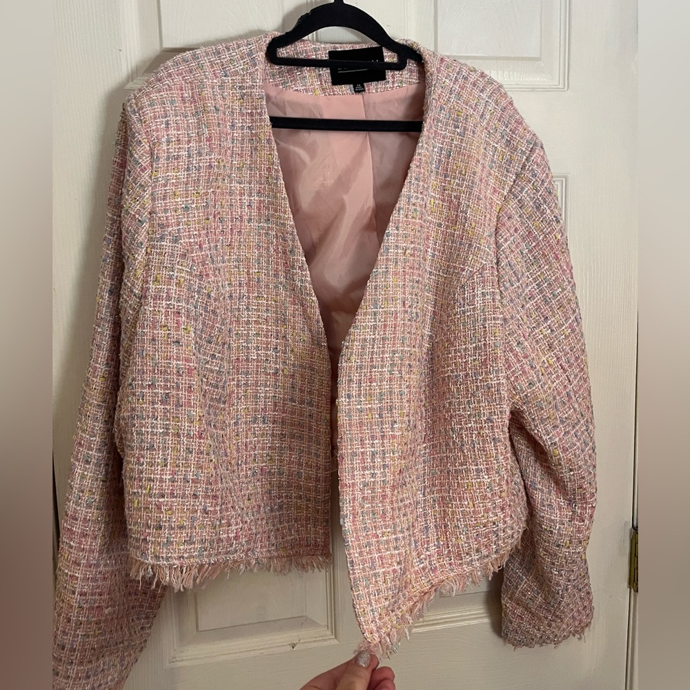 Eloquii Pink Tweed Blazer Size 24